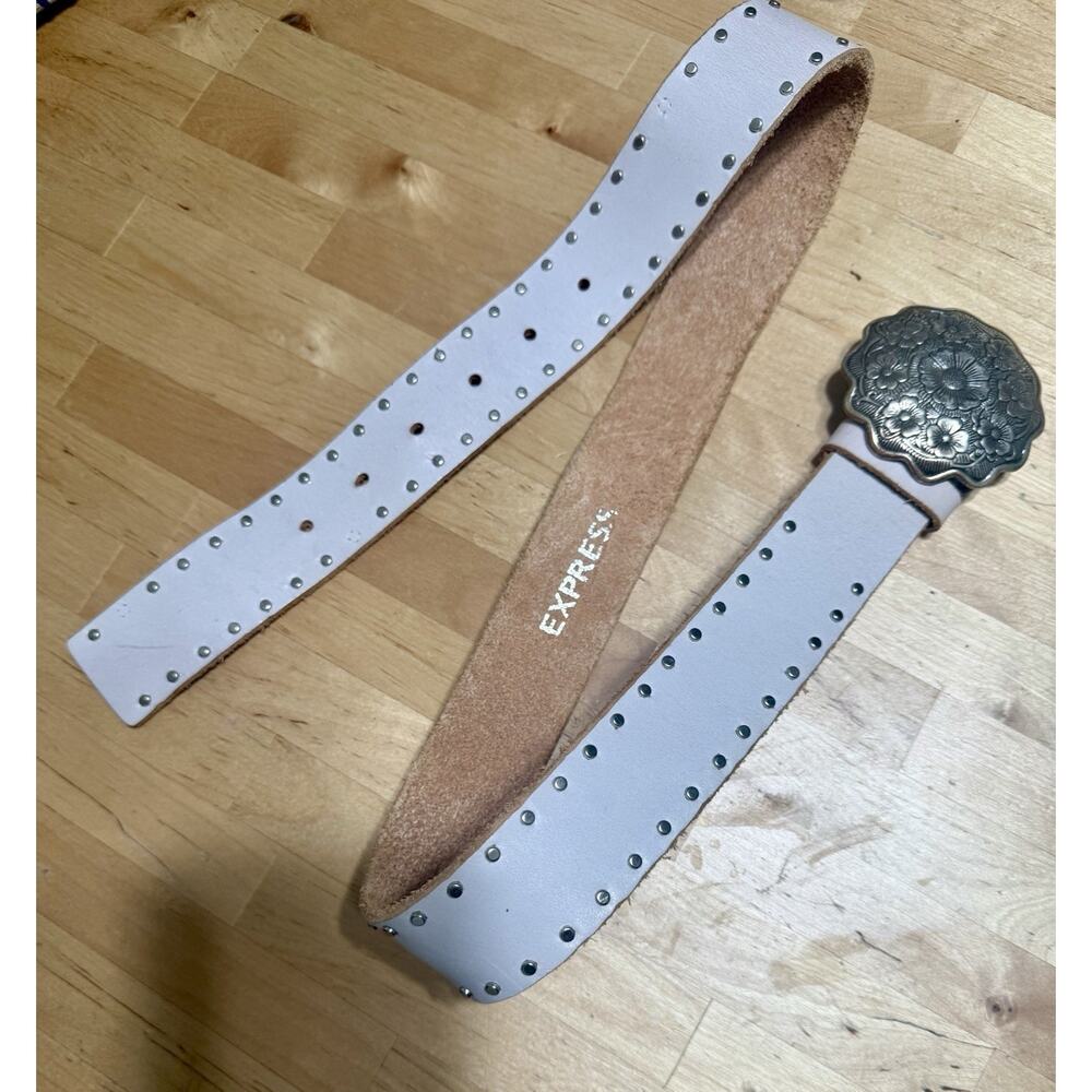Vintage White Express Genuine Leather Belt - Women's Size Small